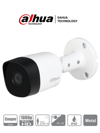 DAHUA HAC-B2A21 - Camara Bullet HDCVI 1080p/ 720p/  82 Grados de Apertura/ Lente 3.6 mm/ IR de 20 Mts/ IP67/ Metalica/ TVI AHD y CVBS/