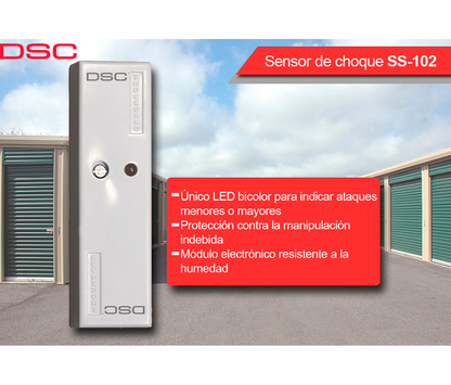 DSC SS102 - Sensor de Impacto cableado puede monitorear vibraciones menores e impacto al mismo tiempo
