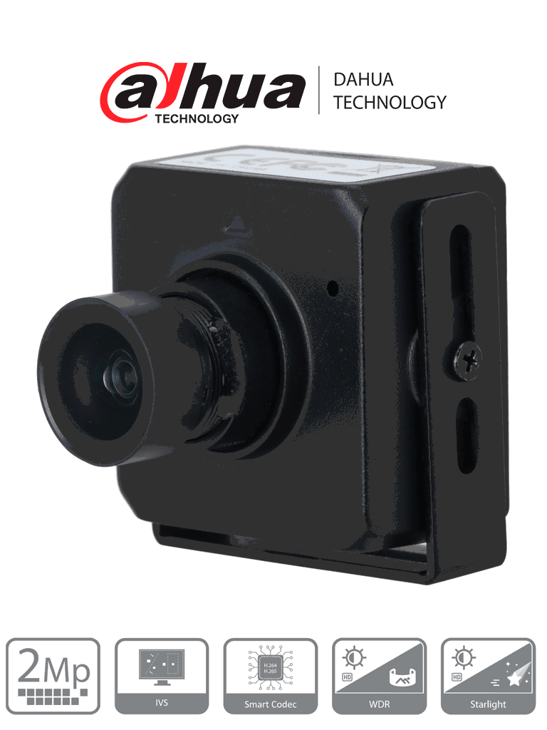 DAHUA DH-IPC-HUM4231S-L5 - Camara IP Pinhole de 2 Megapixeles/ Lente de 3.6 mm/ H.265+/ WDR de 120 dB/  Microfono Integrado/ 1 Entrada y Salida de Audio/