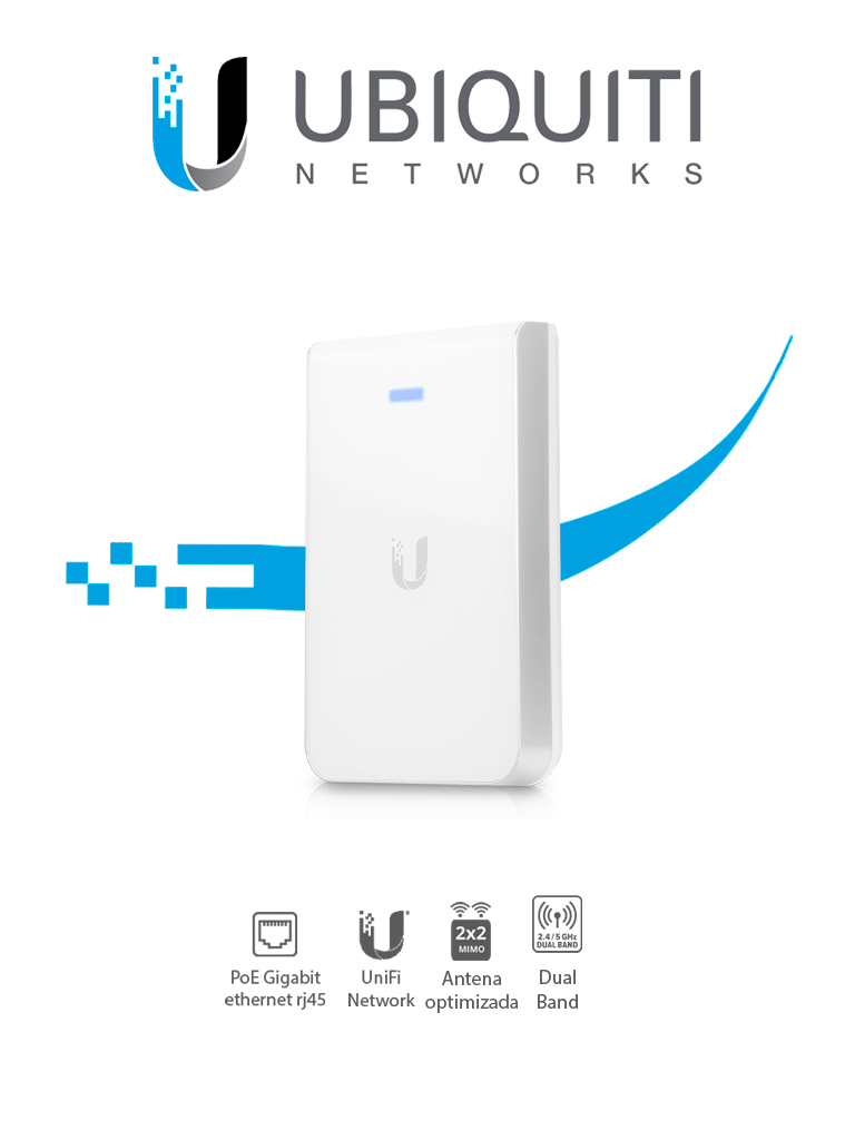 UBIQUITI UAP-AC-IW - UniFi AC: Access Point inalámbrico de interior para pared con doble banda 802.11ac  MIMO 2x2  potencia de 20 dBm  hasta 1167 Mbps