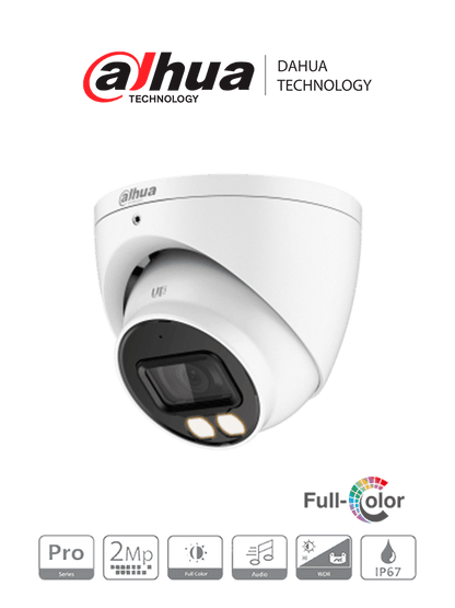 DAHUA HAC-HDW2249T-A-LED - Cámara Domo Full Color de 2 Megapíxeles  Serie Pro  con lente de 3.6 mm  micrófono integrado  FullColor-Starlight y WDR real. Resistente con clasificación IP67 #FullColor #SeriePro