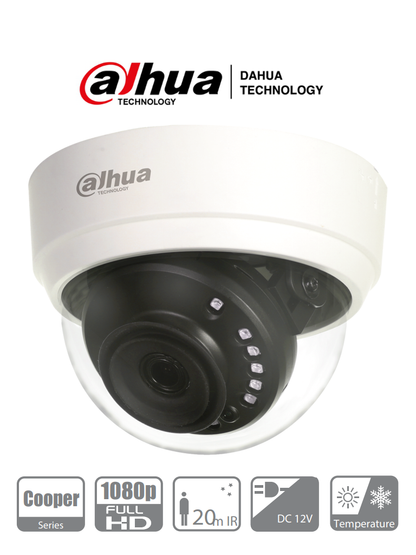 DAHUA HAC-D1A21N-0280B - Cámara Domo HDCVI 1080p/ 103 Grados de Apertura/  Lente de 2.8 mm/ IR 20 Mts/ Uso Interior/ TVI AHD Y CVBS/ #VolDH #NOV