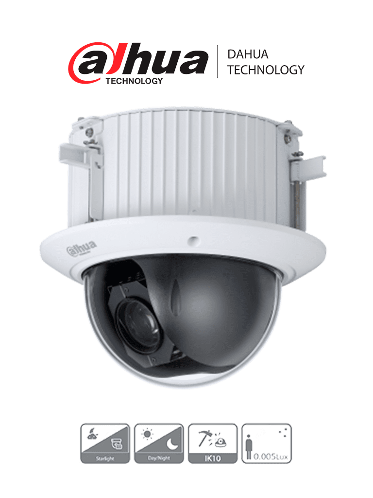 DAHUA DH-SD52C225-HC-LA - Cámara Domo PTZ de 2 Megapíxeles/ 1080p/ 25x de Zoom Óptico/ Montaje en Plafón o Techo Falso/ WDR Real 120dB/ Starlight/ Antivandálicaa IK10 /