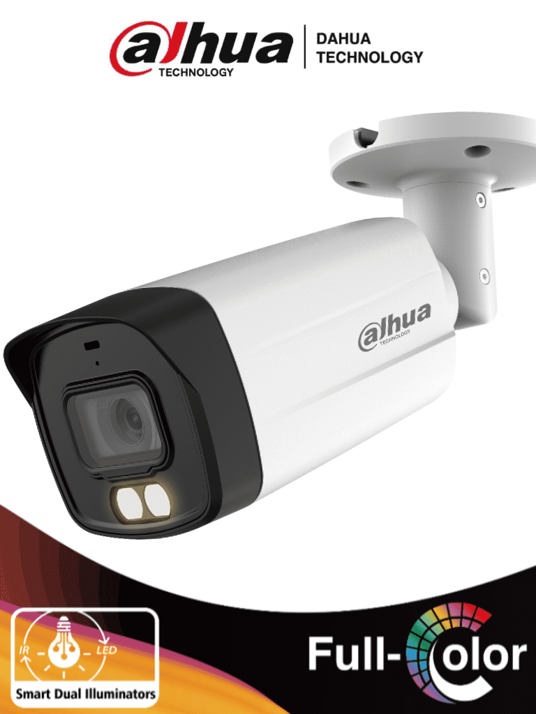 DAHUA HAC-HFW1509TMN-IL-A - Cámara Bullet de 5 MP con Iluminador Dual Inteligente y Full Color. Equipado con lente de 2.8 mm y un ángulo de visión de 111° y con micrófono integrado. Ofrece iluminación visible hasta 40 mts  WDR de 130 dB
