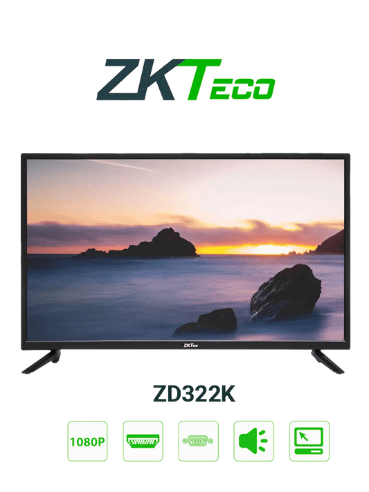 ZKTECO ZD322K - Pantalla LED FHD Profesional de 32 pulgadas / Resolución 1920 x 1080 / 1 Entrada de video HDMI y 1 VGA / Altavoces Incorporados / Ángulo de Visión Horizontal 170° /  Detección Automática de Señal #HD1
