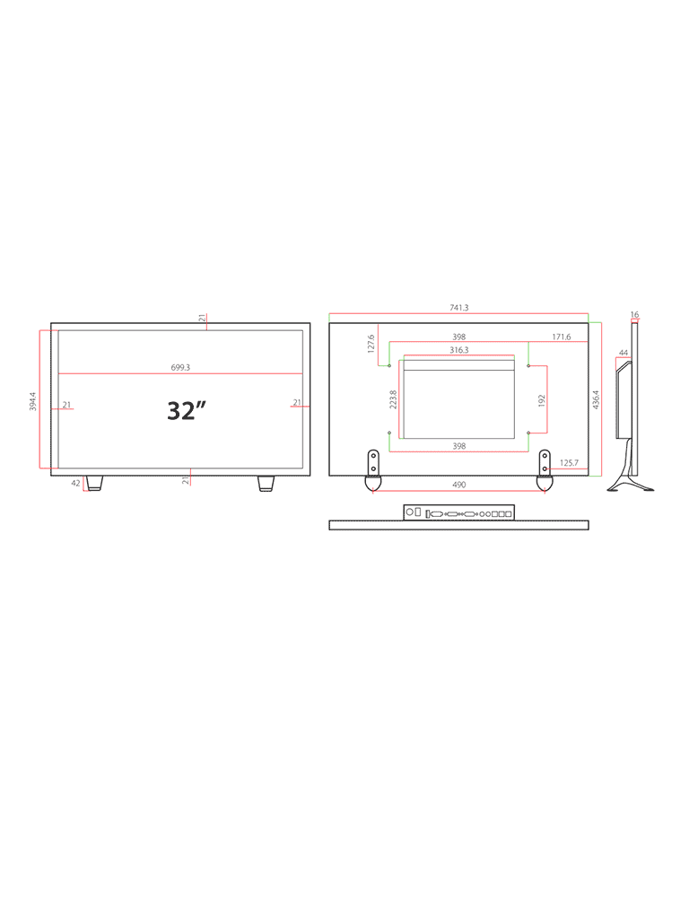 ZKTECO ZD324K - Monitor LED UHD Profesional de 32 pulgadas / Resolución 3840 x 2160 / 3 Entradas de video HDMI y 1 VGA / Altavoces Incorporados / Ángulo de Visión Horizontal 170° /  Soporte VESA / Operación24/7 /  Incluye Cable HDMI
