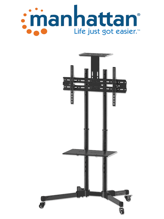 MANHATTAN 461238 - Soporte para TV / de piso  tipo carrito  /  de acero  con inclinación / pantallas planas de 37" a 70" de máximo 50 kg (Sobre Pedido)