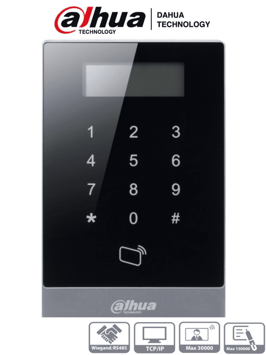 DAHUA ASI1201A-D- Teclado Touch para Control de Acceso con Paantalla LCD/ Lectora de Tarjetas ID/ Funcion Independiente/ 30 000 Usuarios/ 150 000 Registros/ Desbloqueo con Password y/o Tarjetas/ TCP/IP/ RS-485 y Wiegand/ Anti-passback/