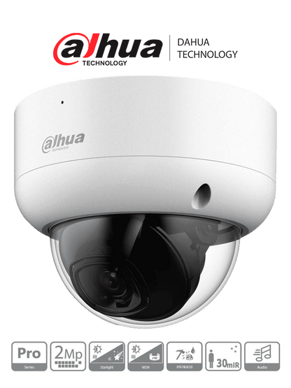 DAHUA HAC-HDBW2241EAN-A - Camara Domo Antivandalica de 2 Megapixeles/ Serie Pro/ Lente de 2.8 mm/ 109 Grados de Apertura/ 40 Metros de IR/ Super Adapt/ WDR Real de 130 dB/ Microfono Integrado/ IP67/ IK10/