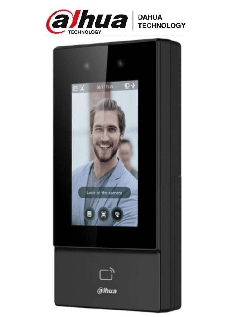 DAHUA ASI6213S-D - Control de Acceso para Exterior con Reconocimiento Facial  pantalla táctil de 4.3"  soporta 6000 usuarios  rostros y contraseñas  10 000 tarjetas ID 125 KHz  50 administradores  300 000 registros. Comunicación TCP/IP  IP65. #ACCDA