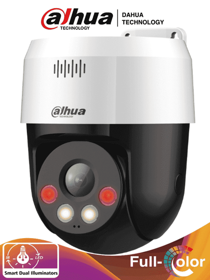 DAHUA SD2A200HB-GN-A-PV-S2 - Camara IP PT de 2 Megapixeles/ Full Color+Disuasion Activa/ Iluminador Dual Inteligente/ Lente fijo/ 30 Metros de Iluminación IR y Visible/  Audio 2 Vias/ IP66/ PoE/ Detección de Humanos/ Ranura MicroSD/