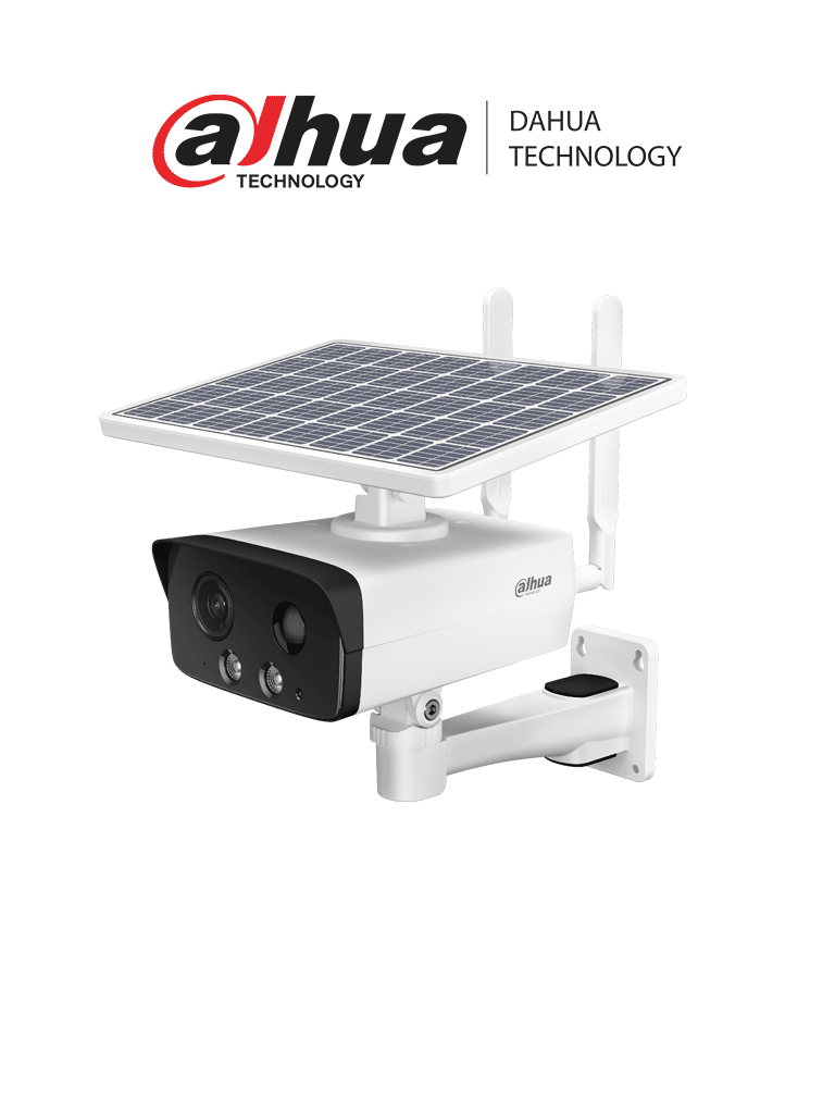 DAHUA DH-IPC-HFW2431DG-4G-SP-LA-B Cámara IP bullet 4G con panel solar y batería  resolución 4MP. Disuasión activa  IR hasta 50 m  luz cálida 30 m. Incluye ranura para Micro SD  audio bidireccional  Starlight  H.265  IP67. #IASMD #LoNuevo #XCDAHUA