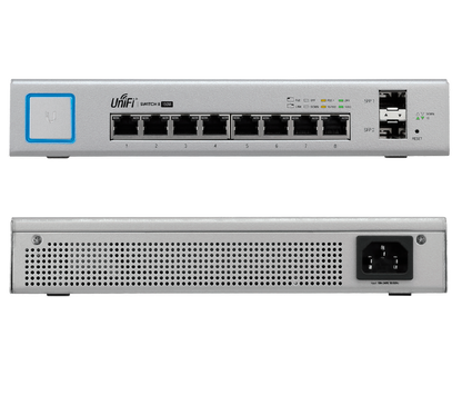 UBIQUITI US-8-150W - Switch UniFi Gigabit PoE con 8 puertos Gigabit Ethernet  2 puertos SFP  PoE de 150 Watts y capacidad de conmutación de 20 Gbps.