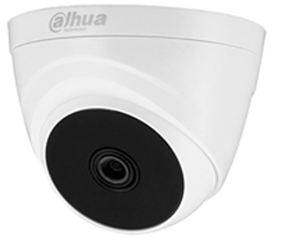 DAHUA  HAC-T1A21-28 - Cámara Domo con resolución 1080p  lente de 2.8 mm y ángulo de visión de 103°  Smart IR de 20 m para mejor visión nocturna  ideal para interiores. Compatible con los formatos CVI  TVI  AHD y CVBS. #PreciosHot