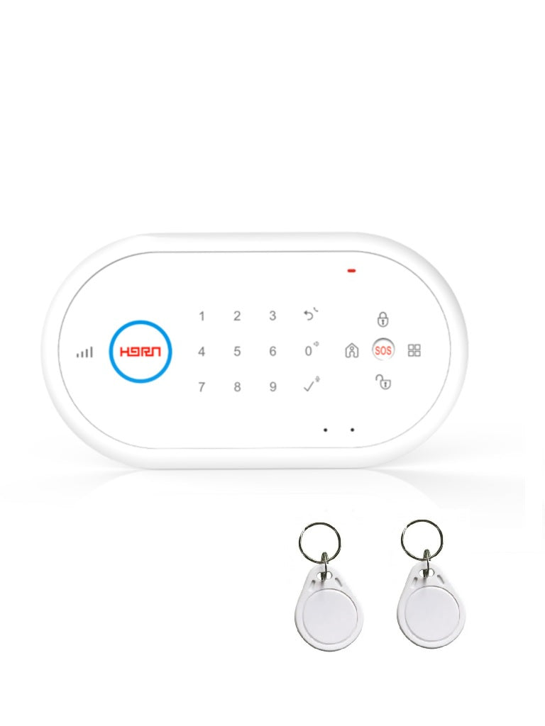 IHORN ND1 - Panel De Alarma Comunicación 2G. 32 Zonas Inalámbricas Incluye Fuente y 2 Llaveros RFID Para armar y desarmar (Verificar Tipo De Comunicación En Su Zona)