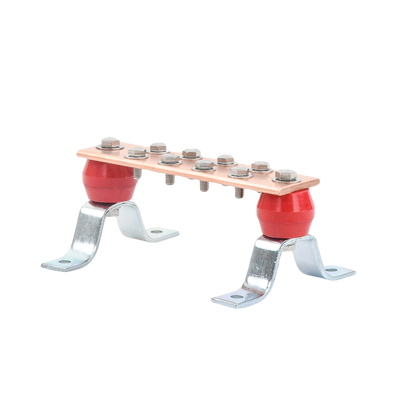 Barra para Unión de Cobre con Capacidad de 1000A  medidas  7-7/8 x 2 x 1/4 in.  con Aisladores (Sin Gabinete)