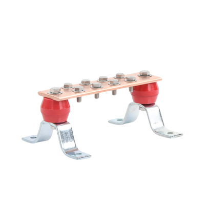 Barra para Unión de Cobre con Capacidad de 1000A  medidas  7-7/8 x 2 x 1/4 in.  con Aisladores (Sin Gabinete)