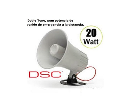 DSC SD20W - Sirena Cableada para Interior y para Exterior con el Gabinete AV GMX002  12 VCD 20W 2 tonos 110 dB