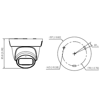 DAHUA HAC-HDW1200TL-A - Camara Domo 1080p/ Lente e 2.8mm/ Angulo de 103 Grados/ IR de 30 Mts/ Microfono Integrado/ IP67/ DWDR/ Metal+Policarbonato/