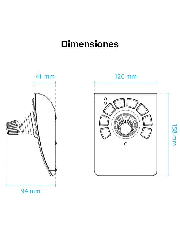 VIVOTEK AJ-001 - Control de palanca joystick para NVR  PTZ y Software VAST 2  VSS VIVOTEK con 8 teclas y conector USB