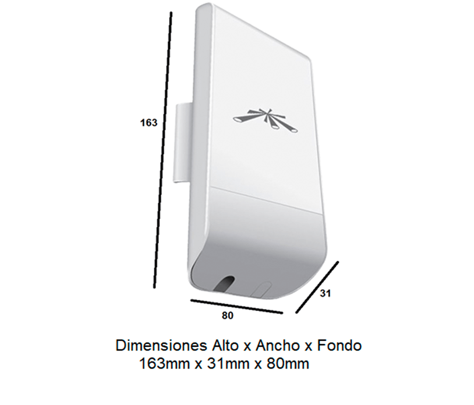 UBIQUITI NANOSTATION LOCOM5 - Radio Airmax 5.8GHz para exteriores con antena integrada tipo panel de 13 dBi  MIMO  potencia de 23 dBm y rendimiento de hasta 150 Mbps.