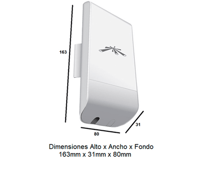 UBIQUITI NANOSTATION LOCOM5 - Radio Airmax 5.8GHz para exteriores con antena integrada tipo panel de 13 dBi  MIMO  potencia de 23 dBm y rendimiento de hasta 150 Mbps.