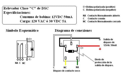 DSC RM1 - Módulo Relevador Único con Cables de Alambre voltaje de operación 12 VDC @33.3mA