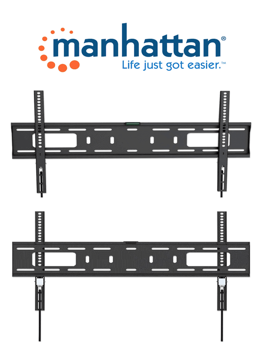 MANHATTAN 461986 - Soporte para monitor con montaje en pared  / Pantallas de 37" a 70" / Soporta hasta 50 Kg / Diseño ultra delgado / Color Negro / VESA / Instalación Fija (Sobre Pedido)