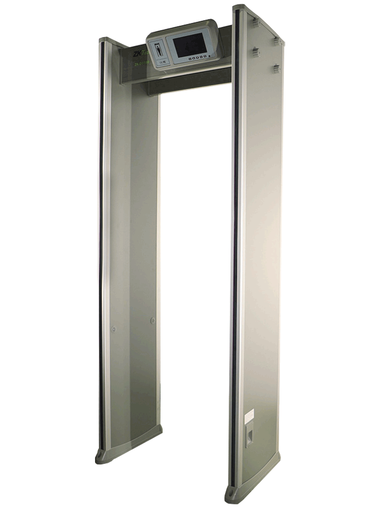 ZKTECO D3180 - Arco detector de metales con 18 zonas de detección  pantalla LCD de 7"  500 niveles de sensibilidad por zona  contador de alarmas y personas  protección por contraseña  indicadores LED y material a prueba de fuego.