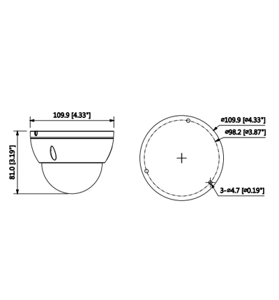 DAHUA IPC-HDBW1230E- Camara IP Domo Antivandalica de 2 Megapixeles/ Lente de 2.8 mm/ 104 Grados de Apertura/ Metalica/ IR de 30 Mts/ IP67/ IK10/ PoE/ DWDR/