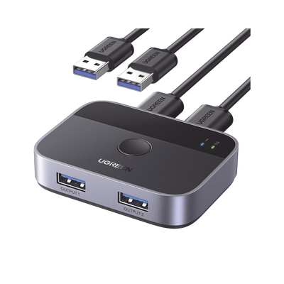 Conmutador USB para Compartir 2 Puertos USB 3.0 a 2 PC Ìs | Cambio Mediante Botón | Incluye Dos Cables USB de 1.5 m | ABS | Permite que 2 Usuarios Compartan 2 Dispositivos Periféricos USB 3.0  como una impresora  un escáner  etc.