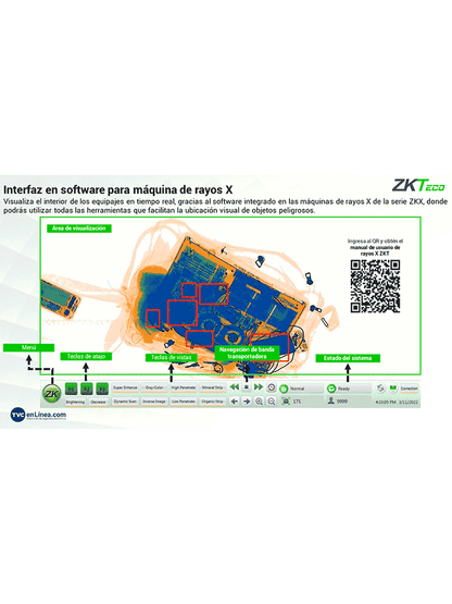 ZKTECO ZKX6550 Máquina de Rayos X con energía doble  túnel para equipaje de 65 x 50 cm  estación de monitoreo  escaneo bidireccional y capacitación en sitio incluida. #MCI2
