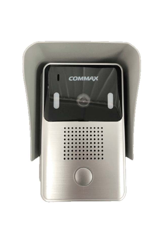COMMAX DRC4YP - Frente de calle para videoportero  compatible con monitores Commax uso en interior y exterior/ Soporta 2 monitores/ Salida de relay para función de apertura de puerta incluye cubierta metalica