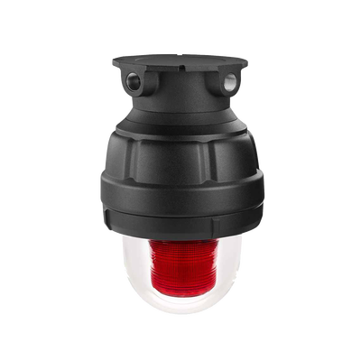 Luz estroboscopica a prueba de explosiones UL y cUL para Clase I  División 1  Grupo C y D; Clase I  División 2  Grupos A y B; Clase II  División 1  Grupos E  F y G; Clase III   24 Vcd  color Rojo  montaje no incluido