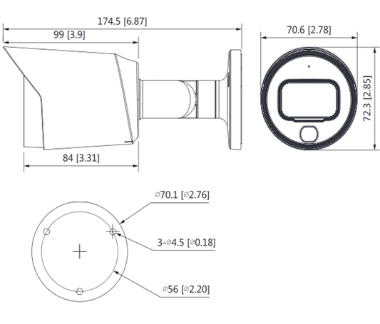 DAHUA HAC-HFW1239T-A-LED - Camara Bullet Full Color de 2 Megapixeles/ 1080p/ Microfono Integrado/ Lente de 3.6mm/ Metalica/ WDR Real de 130 dB/ Leds para 20 mts/  IP67/ Starlight/