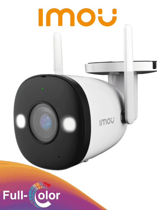 IMOU Bullet 2 2MP (IPC-F22FEN-0280B-imou) - Cámara IP Bullet Wifi de 2 Megapíxeles/ Full Color/ Visión Nocturna Inteligente/ Audio Dos Vías/ Disuasión Activa/ 108 Grados/ 30 Mts de IR/ H.265/ IP67/ Audio/ Detección de Humanos/ Ranura para MicroSD/