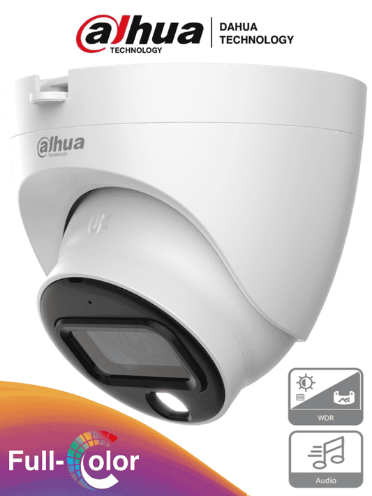 DAHUA HAC-HDW1239TLQN-A-LED - Camara Domo de 2 Megapixeles/ Full Color/ Lente de 2.8 mm/ 107 Grados de Apertura/ WDR Real de 130 dB/ 20 Metros de Iluminación/ Microfono Integrado/ IP67/ Facil Instalación/ #ProHDCVI