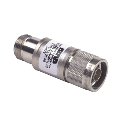 Atenuador en Línea de 20 dB  2 W. Máximo  CD-4 GHz  Conectores N Macho-Hembra.