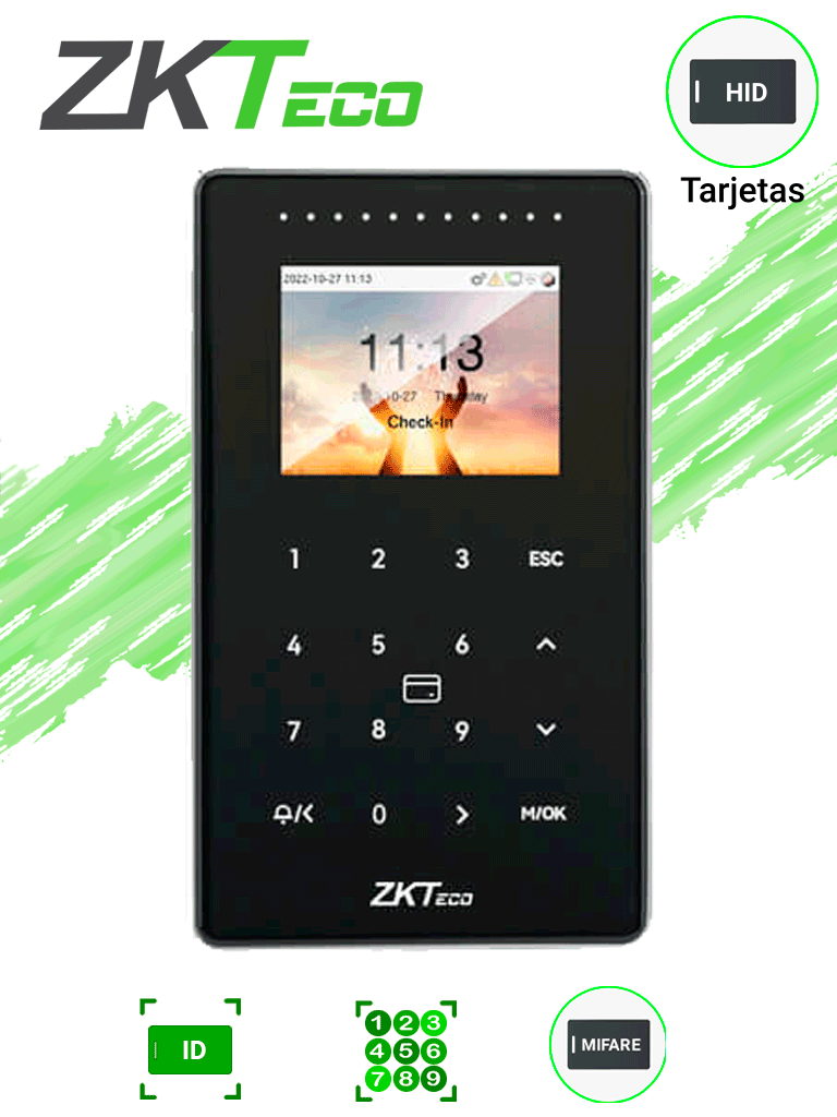 ZKTECO SC800 - Control de Acceso Pantalla 2.4" Táctil / Lector tarjetas ID 125 KHZ / 50 000 Tarjetas / 200 000 Registros / WIEGAND