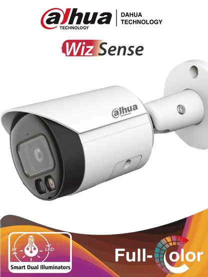 DAHUA IPC-HFW2549S-S-IL  - Camara Bullet IP 5 Megapixeles/ Iluminador Dual Inteligente+Full Color/ WizSense/ Lente de 2.8mm/ 111 Grados de Apertura/ Microfono Integrado/ 30 Mts de IR y Luz Visible/ Metal/ Ranura MicroSD / SMD Plus/ PoE