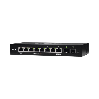 EdgeSwitch 10X Administrable de 8 Puertos Gigabit  PoE Passthrough + 2 Puertos SFP