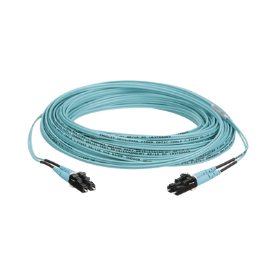 Jumper de Fibra Optica Multimodo 50/125 OM3  LC-LC Duplex  OFNR (Riser)  Color Aqua  30 Metros