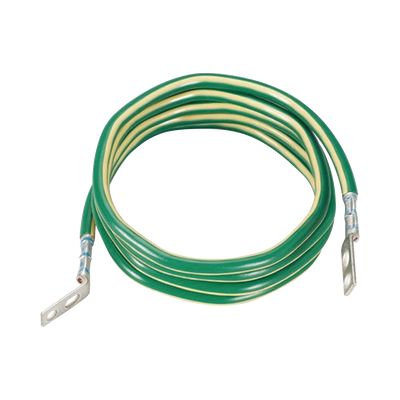 Jumper para Aterrizar Equipos  6 AWG  con Terminal Doblada a 45 Grados y Terminal Recta  Para Conexión a Tierra y Terminal Recta Para Equipos  1.8m de Largo