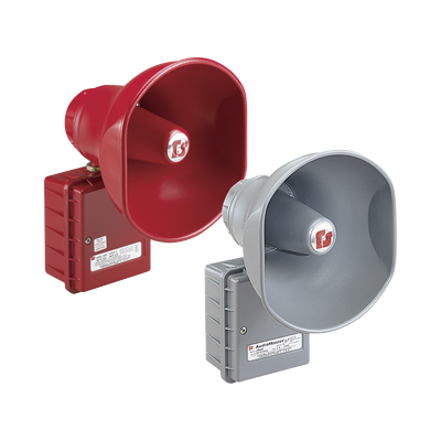 AudioMaster® Altavoz de bocina reentrante para megafonía y anunciamiento publico  30W de Potencia  Listado contra incendios UL  Color Gris