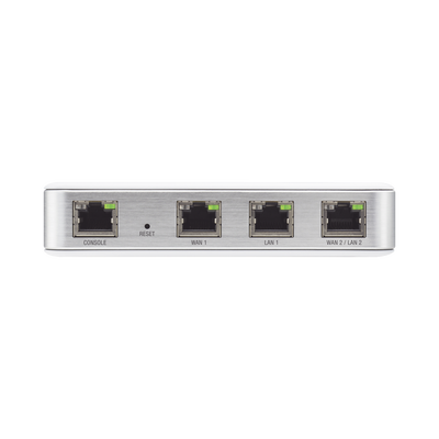 Router UniFi puertos Ethernet Gigabit  desempeño de 1 Mpps  hasta 100 dispositivos en LAN  bloqueo de tráfico por categoría  administración desde la nube
