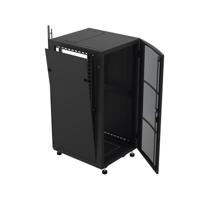Gabinete Profesional para Telecomunicaciones de Piso  24 UR  600 mm de Profundidad  Puerta Ventilada y Chapa de Seguridad con Llave Única para un Almacenamiento Eficiente y Protegido