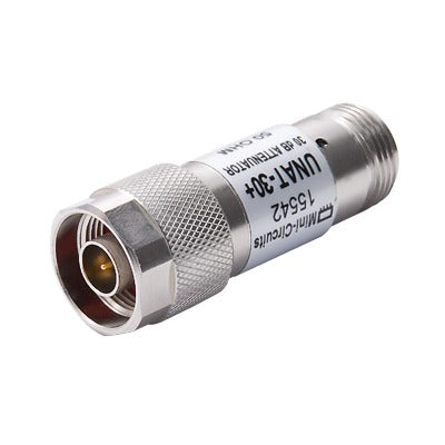 Atenuador en Línea de 30 dB  0.5 Watt Máx.  CD-6 GHz  Conectores N Macho-Hembra.