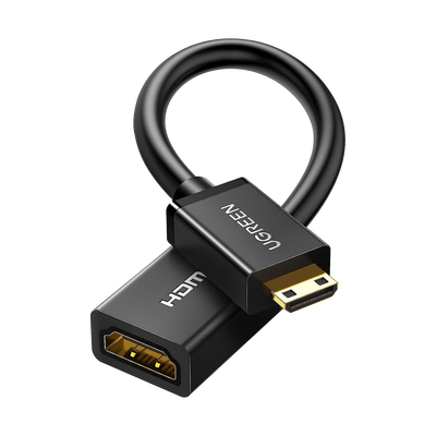 Adaptador Mini HDMI a HDMI (HDMI Tipo C)   / 18Gbps / 4K@60Hz / HDR /  Tecnología 3D / ARC / Carcasa PC+ABS / HDCP/ Longitud de 22 cm