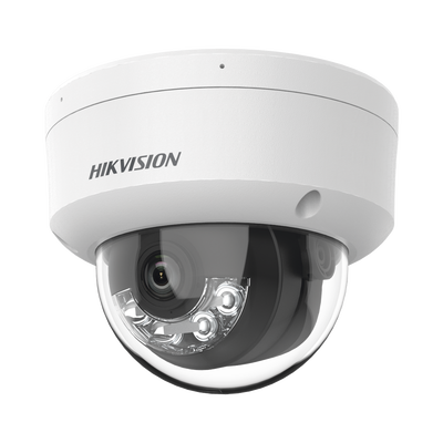 Domo IP 4 Megapixel / Lente 2.8 mm / Dual Light (30 mts IR + 30 mts Luz Blanca) / Micrófono Integrado / Antivandálico IK08 / ACUSENSE Lite / Exterior IP67 / H.265 / PoE / ONVIF / Micro SD