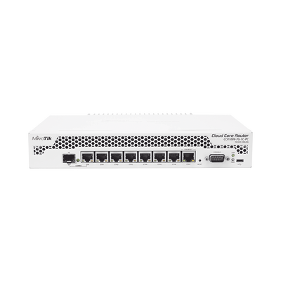 Cloud Core Router  CPU 9 Núcleos  7 Puertos Gigabit Ethernet  1 Combo TP/SFP  1 GB Memoria  Enfriamiento Pasivo
